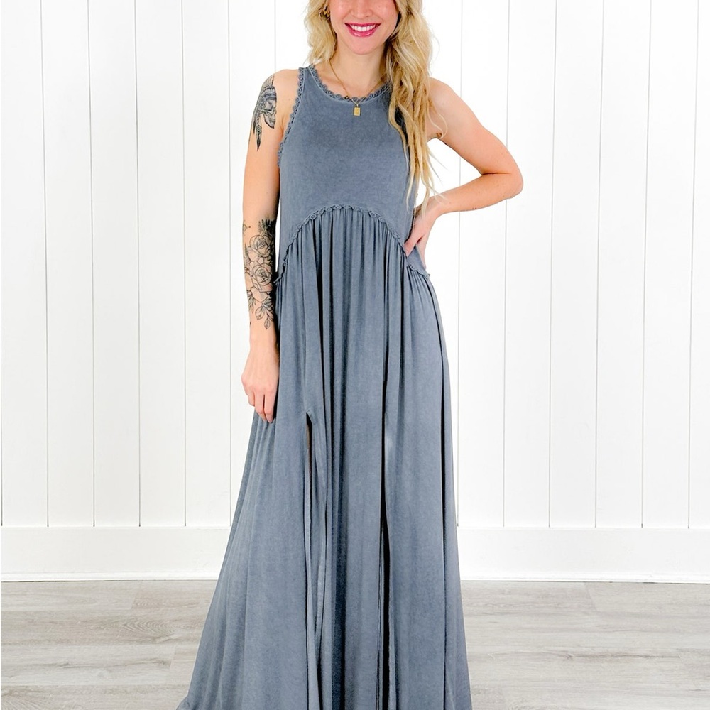POL Midnight Babydoll Slit Maxi blue medium